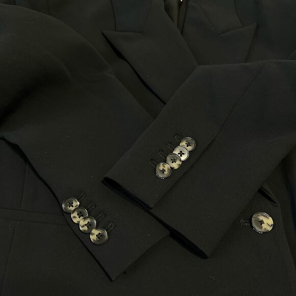 Aritzia Wilfred Destiny Waist Blazer Jacket Sz 4 Black Cropped Double Breasted - Picture 12 of 12